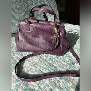 ⭐️3 day sale-NWOT-Coach satchel crossbody bag-Purple leather-blue satin in…